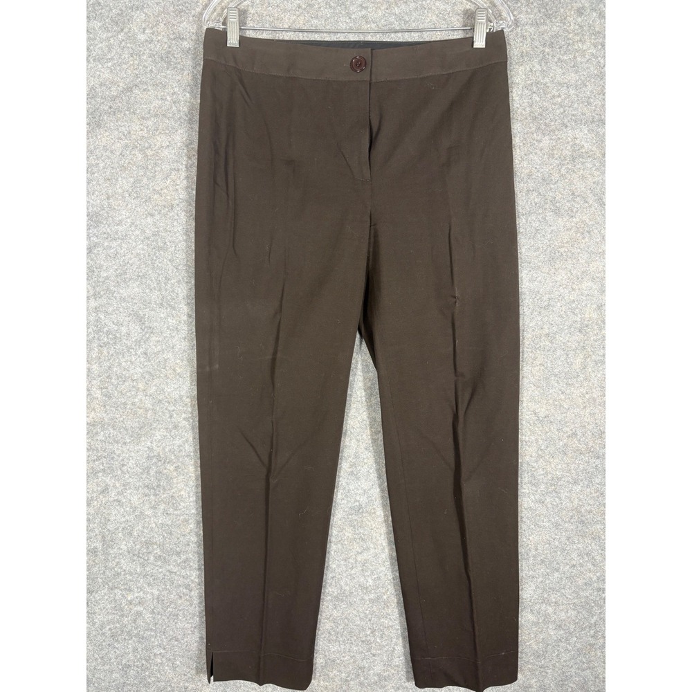 Saks Fifth Avenue Women Brown Cotton Spandex Straight Leg‎ Cropped Pants Size 8
